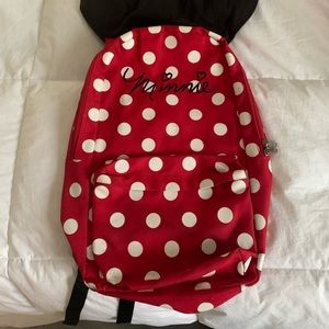 Minnie Mouse backpack with removal hood